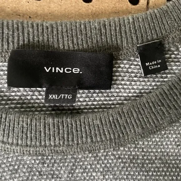 Vince Cashmere Wool LS Pullover Sweater Jumper Geometric Green XXL Men EUC